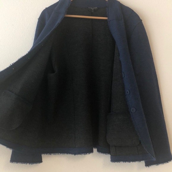 Eileen Fisher Blue Wool Snap Cardigan Sz 2X - Picture 7 of 8